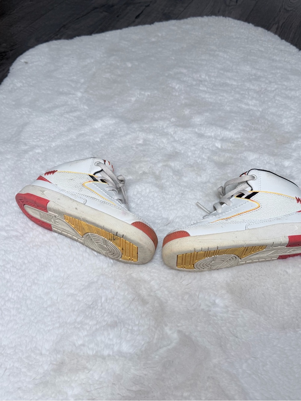 Kids White Sneakers with Red and Yellow Accents